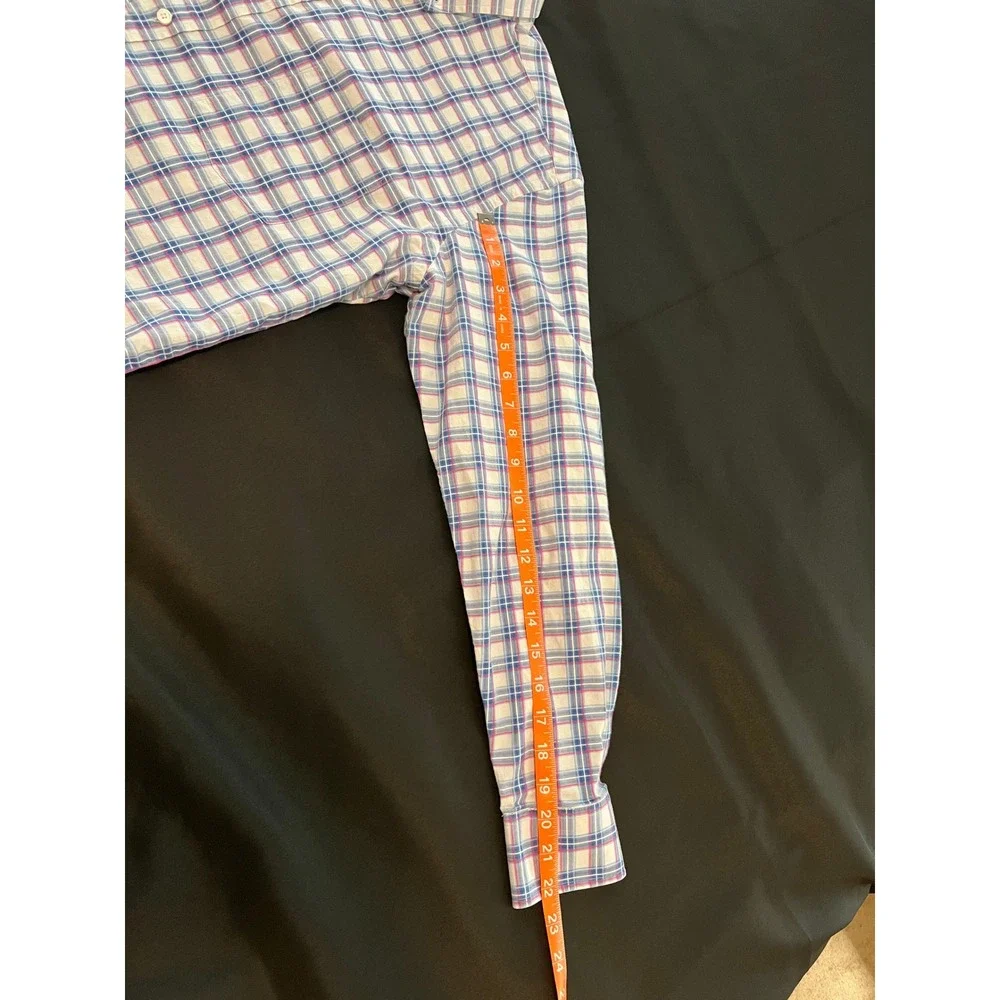 TailorByrd Collection Mens Large Blue Pink Plaid Button Down Flamingo Shirt